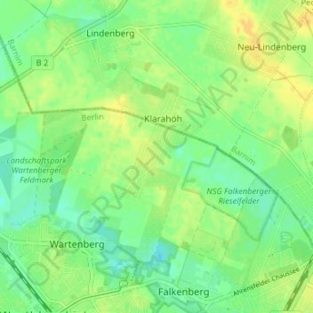Mapa topográfico Siedlung Wartenberg, altitud, relieve