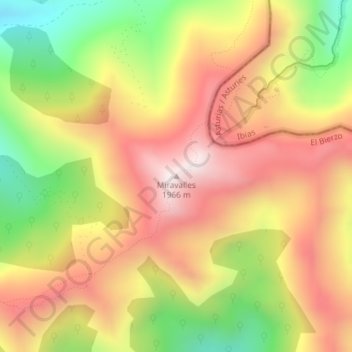 Mapa topográfico Miravalles, altitud, relieve