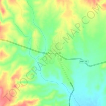 Mapa topográfico Tecoripa, altitud, relieve