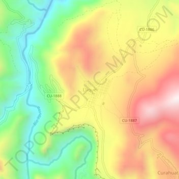 Mapa topográfico Llique, altitud, relieve