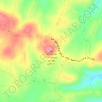 Mapa topográfico Cerro do Canguçu Velho, altitud, relieve