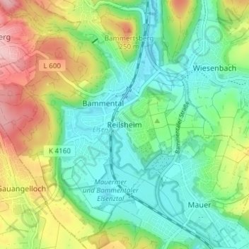 Mapa topográfico Reilsheim, altitud, relieve