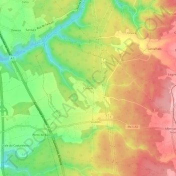 Mapa topográfico Cristelo, altitud, relieve