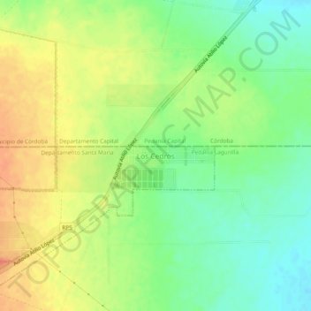 Mapa topográfico Los Cedros, altitud, relieve