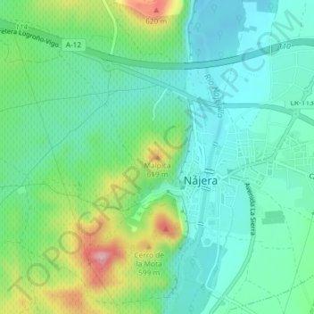 Mapa topográfico Malpica, altitud, relieve