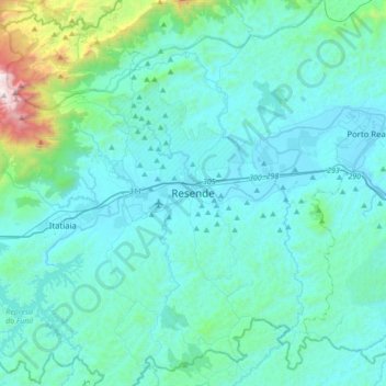 Mapa topográfico Resende, altitud, relieve