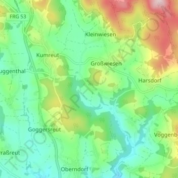 Mapa topográfico Lobenstein, altitud, relieve