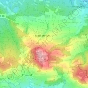 Mapa topográfico Rödlas, altitud, relieve