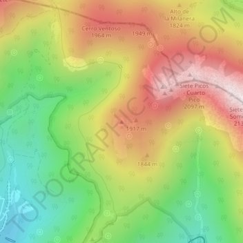 Mapa topográfico Pico de Majalasna, altitud, relieve
