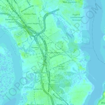Mapa topográfico Hibernian Heights, altitud, relieve