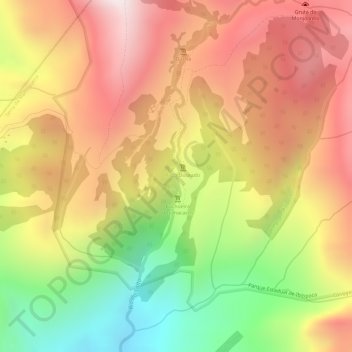 Mapa topográfico Mirante do Gavião, altitud, relieve