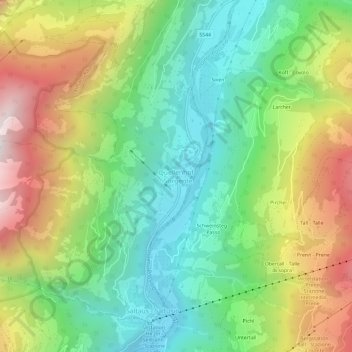 Mapa topográfico Quellenhof - Sorgente, altitud, relieve