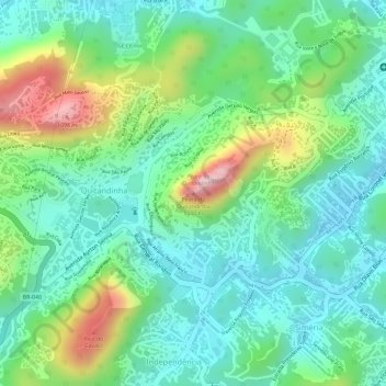 Mapa topográfico Pedra do Quitandinha, altitud, relieve