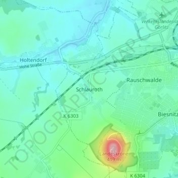 Mapa topográfico Schlauroth, altitud, relieve