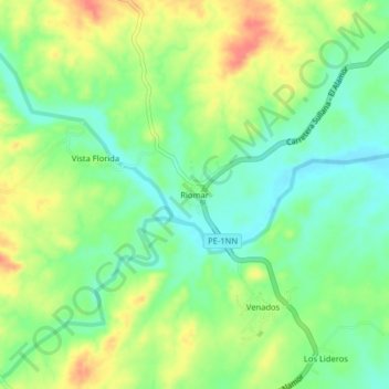 Mapa topográfico Riomar, altitud, relieve