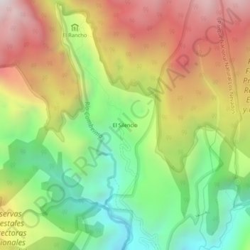 Mapa topográfico El Silencio, altitud, relieve