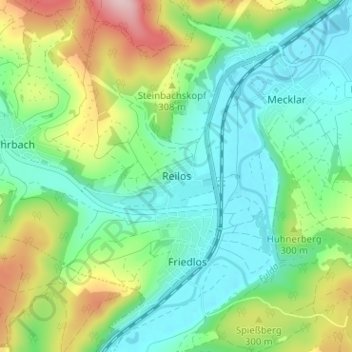 Mapa topográfico Reilos, altitud, relieve