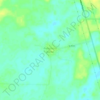 Mapa topográfico Presidente Juárez, altitud, relieve