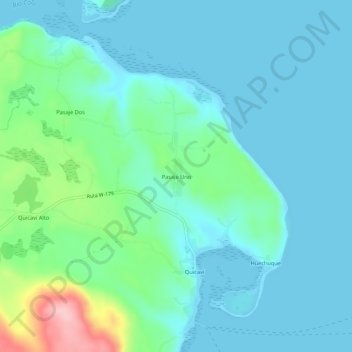 Mapa topográfico Pasaje Uno, altitud, relieve