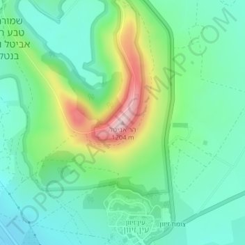 Mapa topográfico הר אביטל, altitud, relieve