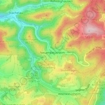 Mapa topográfico Neuenkleusheim, altitud, relieve