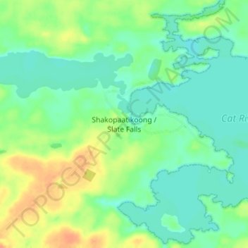 Mapa topográfico Slate Falls, altitud, relieve