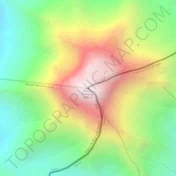 Mapa topográfico Volcán Pomerape, altitud, relieve