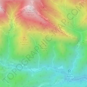 Mapa topográfico Cap de la Baga, altitud, relieve