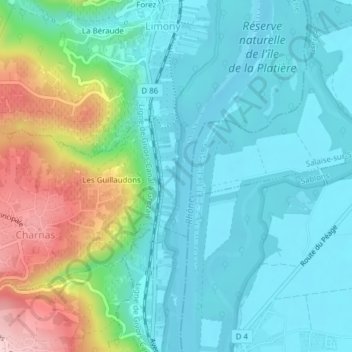 Mapa topográfico Metros, altitud, relieve