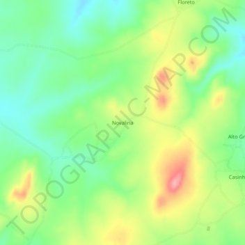 Mapa topográfico Novalina, altitud, relieve