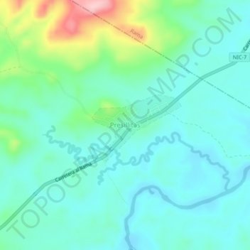 Mapa topográfico Presillitas, altitud, relieve