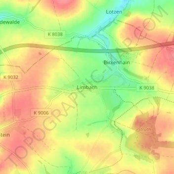 Mapa topográfico Limbach, altitud, relieve