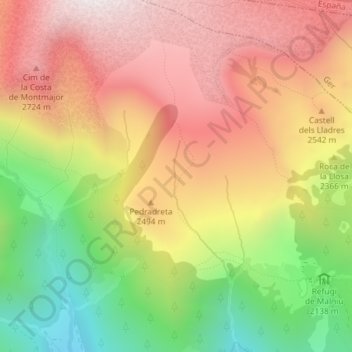 Mapa topográfico la Tossa, altitud, relieve