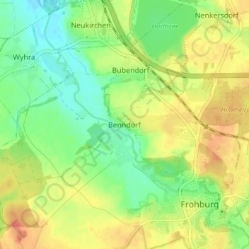 Mapa topográfico Benndorf, altitud, relieve
