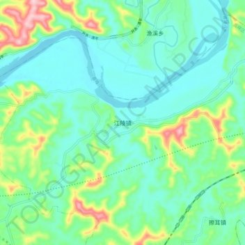 Mapa topográfico 江陵镇, altitud, relieve