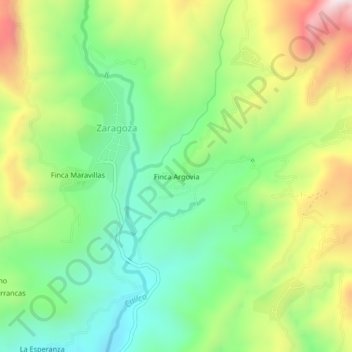 Mapa topográfico Finca Argovia, altitud, relieve