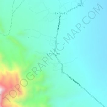 Mapa topográfico Santa Cruz, altitud, relieve