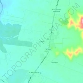 Mapa topográfico El Trigal, altitud, relieve