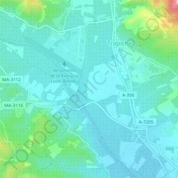 Mapa topográfico El Banco, altitud, relieve