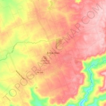 Mapa topográfico Entre Rios, altitud, relieve
