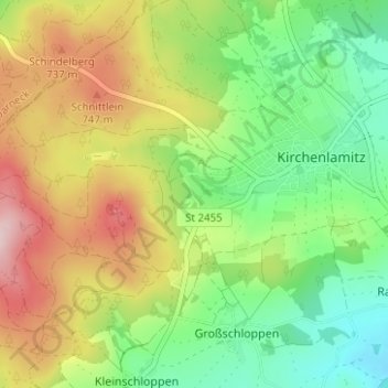 Mapa topográfico Epprechtstein, altitud, relieve