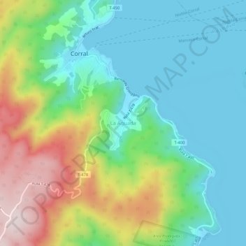 Mapa topográfico La Aguada, altitud, relieve