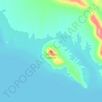 Mapa topográfico San Luis, altitud, relieve