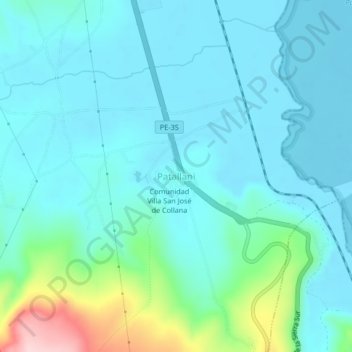 Mapa topográfico Patallani, altitud, relieve