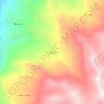Mapa topográfico Ranchaj, altitud, relieve