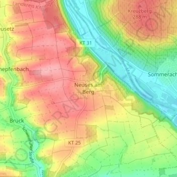 Mapa topográfico Neuses am Berg, altitud, relieve