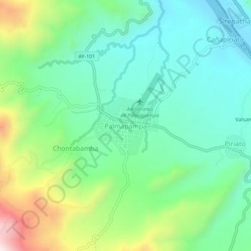 Mapa topográfico Palmapampa, altitud, relieve