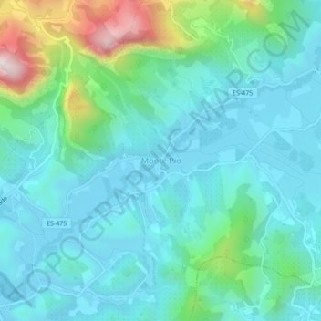 Mapa topográfico Monte Pio, altitud, relieve