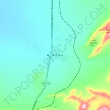 Mapa topográfico Agua Nueva, altitud, relieve