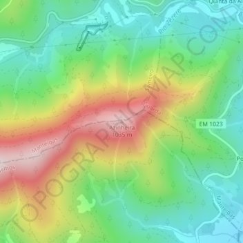 Mapa topográfico Azinheira, altitud, relieve